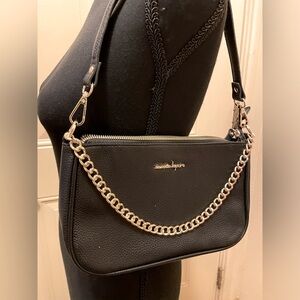 Nanette Lepore Black Pebbled Vegan Leather Shoulder Bag with Chain a Strap
